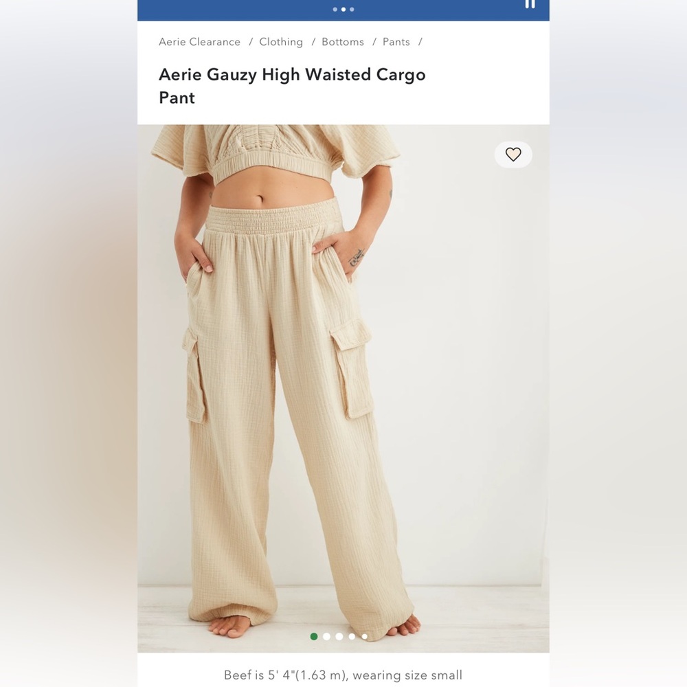 Aerie oat Wide Leg guazy Cargo Pants